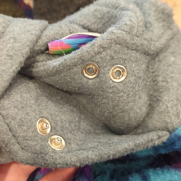 Vintage Young Amerella Teal Size 5 Girls Patagonia Style Fleece Hoodie Sweater - Picture 6 of 6